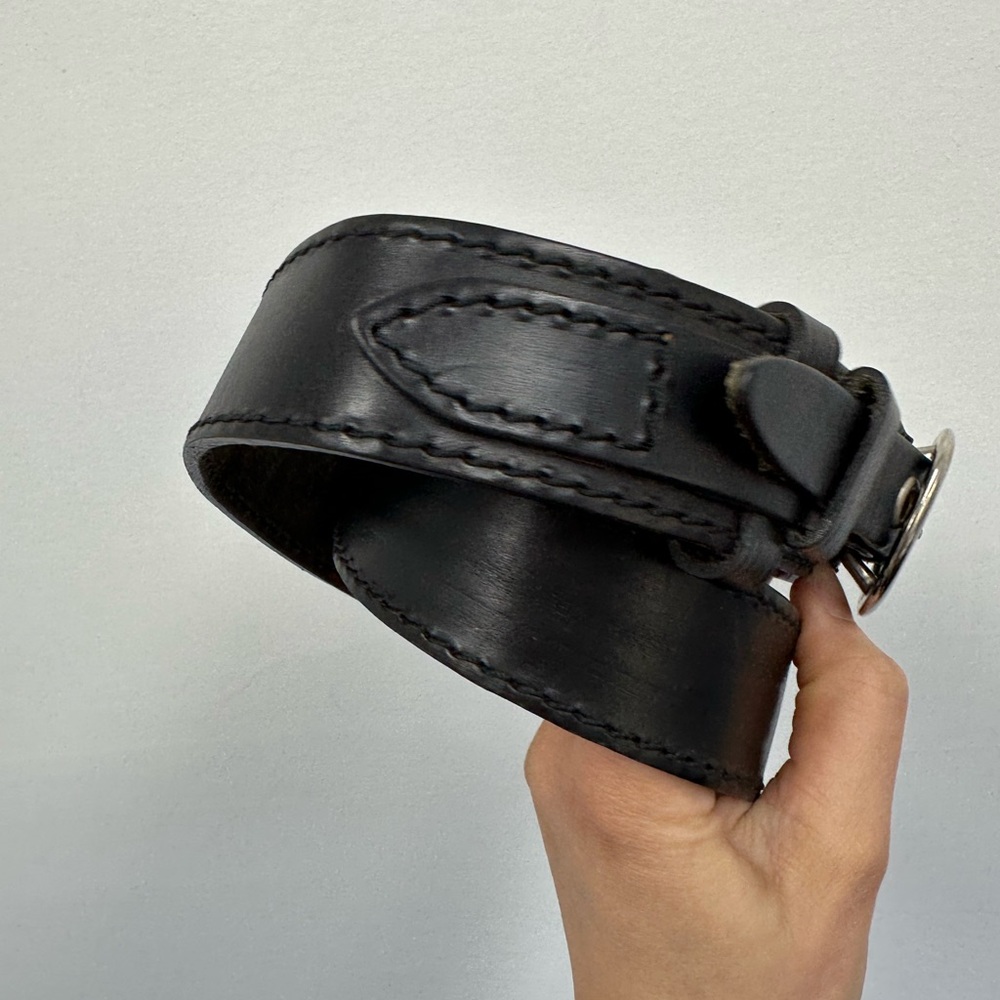 ⛔️SOLD⛔️Losco Of Paris Vintage Black Leather Belt Silver Tone Hardware Adjus - Picture 7 of 14